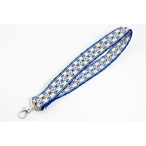 Handgewebtes Schlüsselband, blau