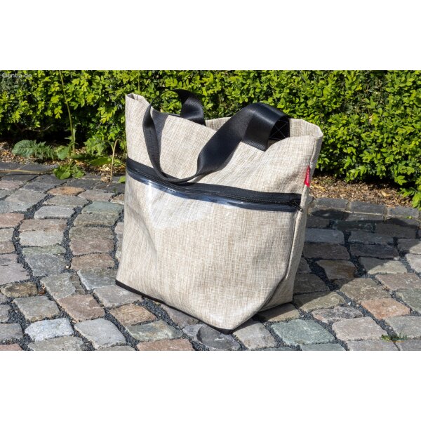 Shopper grau, mit Außentasche