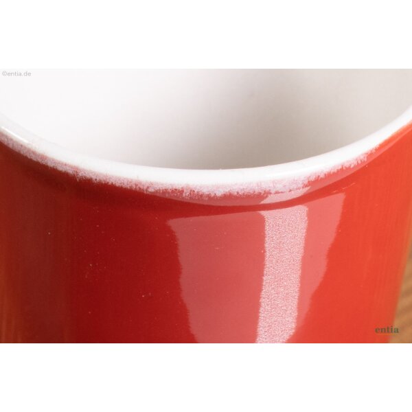 Steinzeug-Becher, rot und weiß
