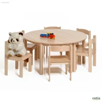 Kindertisch Bärenstark halbrund, 120 × 60 cm, Buche massiv