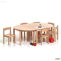 Kindertisch Bärenstark halbrund, 120 × 60 cm, Buche massiv